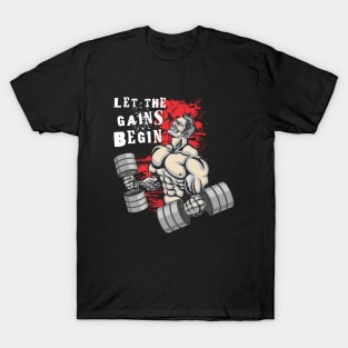 Let the gains begin - Crazy gains - Nothing beats the feeling of power that weightlifting, powerlifting and strength training it gives us! A beautiful vintage design representing body positivity! T-Shirt